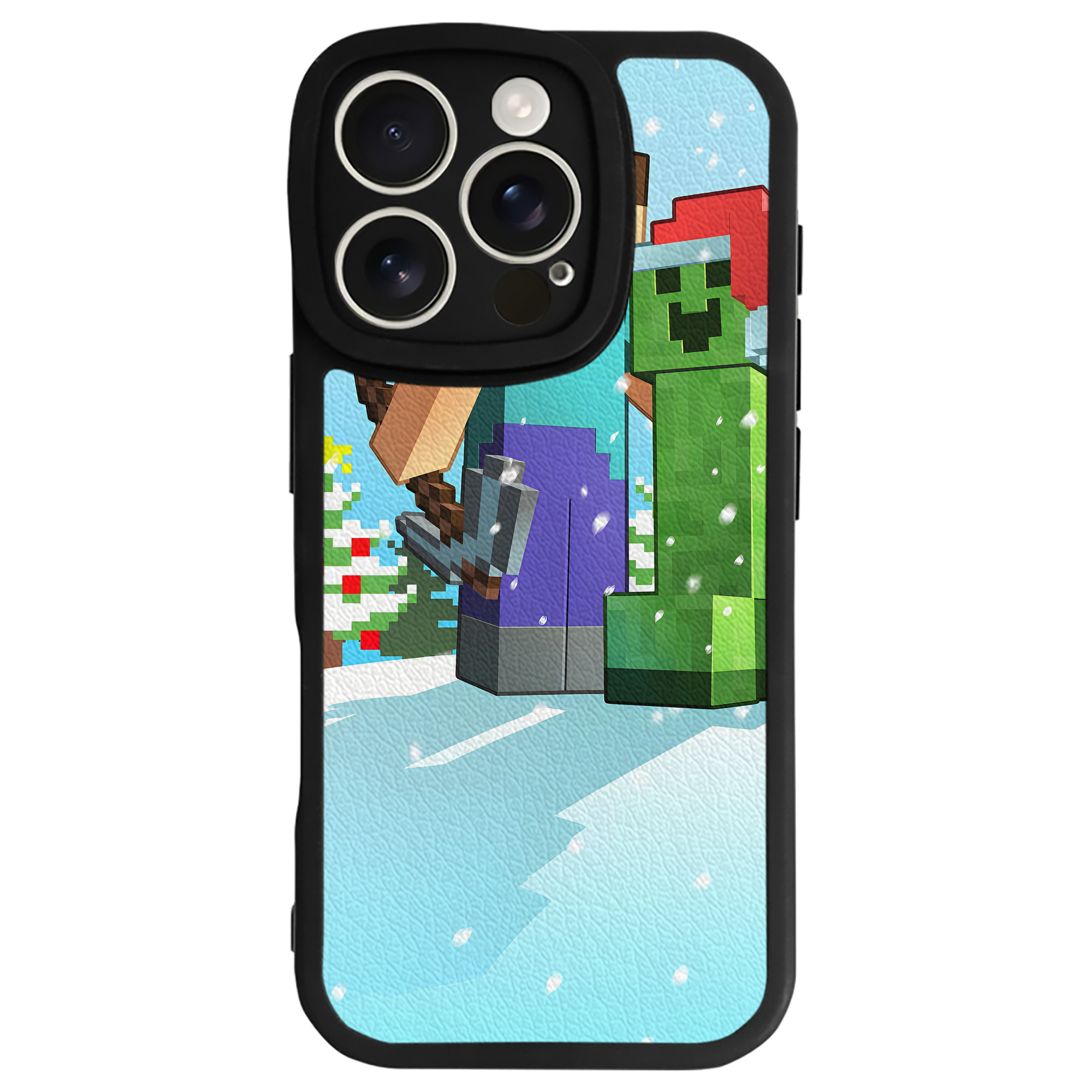 （画像用） マインクラフト ブロックの世界 Minecraft MC Block world 【iPhone 16シリーズ対応】シリコンスマホケース（レザー調） 材質：シリコン